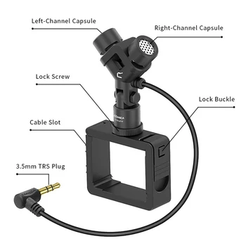 COMICA BTM-MT06 XY Cardioid Mini Stereo Mikrofonas DJI OSMO KIŠENĖJE Priedais Rinkinys, skirtas Vaizdo Įrašymo Vlogging(3.5 mm TRS)
