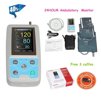 CONTEC 24 val Ambulatoriškai, Skaitmeninė Kraujo Spaudimo Monitorius,Holter NIBP CONTEC ABPMM50 +3 manžetai,CE