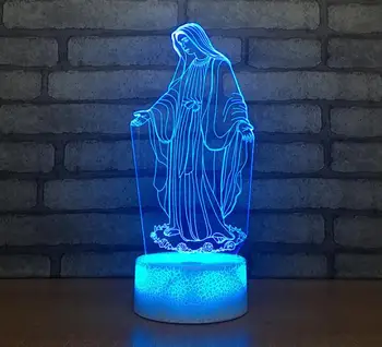 Crack Base 3D LED Nakties Šviesos Mergelės Marijos Touch 7 Spalva Keičiasi Stalas Stalo Lempa Šalies Dekoratyvinės Šviesos Kalėdų Dovana