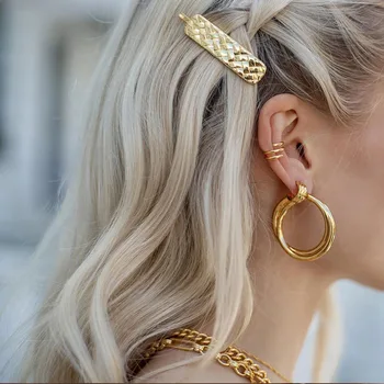 Crossover entwine Aukso hoopas auskarai iš nerūdijančio plieno, krovimas hoopas auskarai moterims retro mados 2020 m.