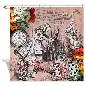 Custom Alice in Wonderland Derliaus Nuotykius Dekoratyvinis Audinio Dušo Užuolaidos