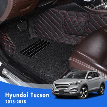 Custom LHD Automobilio Grindų Kilimėliai Hyundai Tucson 2016 2017 2018 Dvigubo Sluoksnio Automobilio Interjero Aksesuarų Vielos kilpa Kilimai