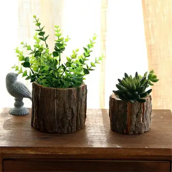 Darbalaukio Miško Stiliaus Natūralios Medinės Maži Vazonai Su Žieve Gėlių Puodą, vazos, namų dekoravimo reikmenys vasos terariumai