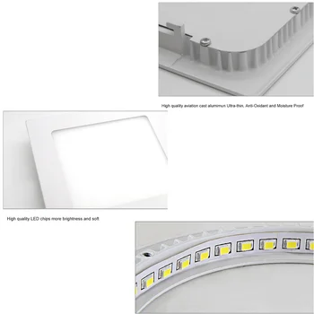 [DBF] Ultra Plonas Dizainas 3W 4W 6W 9W 12W 15W LED Paviršiaus Lubų Nišoje Tinklelis Downlight + Kvadratinis Skydas Šviesos