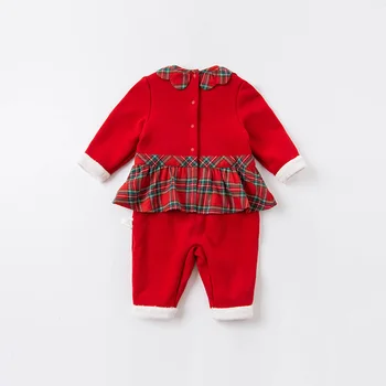 DBH15452 dave bella žiemos naujas gimęs kūdikis merginos Kalėdų animacinių filmų pledas jumpsuits kūdikiams, vaikiška drabužiai vaikams romper 1 vnt