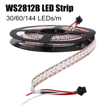 DC5V WS2812B LED Juostelė 1m/3m/5m 30/60/144 taškų/led/m Smart led pikselių juostelės,WS2812 IC;IP30 IP65 5050 Deam Spalvų LED Šviesos