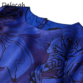 Delocah Moterų Rudens Mados Dizaineris Šalies Midi Suknelė 3/4 Rankovėmis Gėlių Spausdinti Elegantiškas Bodycon Ponios A-Line Dresses vestidos