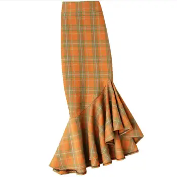 Derliaus pledas undinė sijonas moterims aukšto juosmens pavasarį, rudenį paketą, klubo, kelio ilgis trimitas sijonas plius dydis