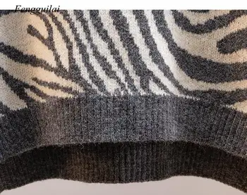 Derliaus Prarasti Zebra Stripes Megztinis Liemenė Moterims Rudens Žiemos korėjos Megztus Liemenė Rankovių Jecket Chaleco Mujer