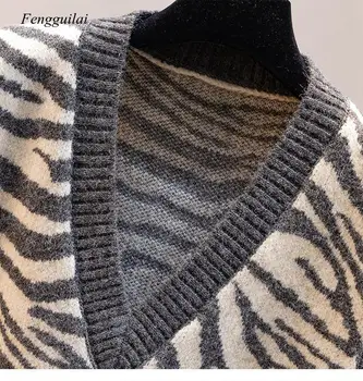 Derliaus Prarasti Zebra Stripes Megztinis Liemenė Moterims Rudens Žiemos korėjos Megztus Liemenė Rankovių Jecket Chaleco Mujer