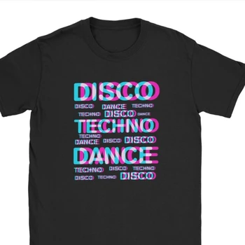 Disco Dance Techno T Marškinėliai Vyrams Medvilnės Naujovė T-Shirt Muzikos Garso Trance Hardcore Tee Fitneso Drabužius Kalėdų Dieną