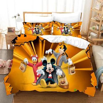 Disney mickey mouse patalynės komplektas vaikams lovos dekoro vieno dydžio antklodžių užvalkalus karalienės lova 3 vnt namų tekstilės gimtadienio dovanos juoda