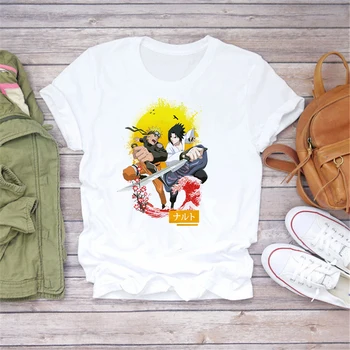Dlrn Grafinis Tees Trumpas Rankovės Atsitiktinis Balti marškinėliai Harajuku Naruto Shippuden Spausdinti Merginos, Ponios Japonų Anime marškinėliai Topai