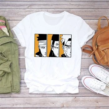 Dlrn Grafinis Tees Trumpas Rankovės Atsitiktinis Balti marškinėliai Harajuku Naruto Shippuden Spausdinti Merginos, Ponios Japonų Anime marškinėliai Topai