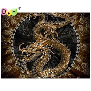 DPF Diamond siuvinėjimo Kinų drakonas diamond mozaikos rinkinys Deimantų Tapybos Kryželiu dekoracijos rankdarbiams namų dekoro amatai 