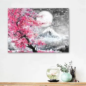 Drobė Paveikslų Fudzijama Cherry Blossom Kraštovaizdžio Japonija Plakatus Spausdina Sienos Paveiksl Gyvenimo Kambario Sienos Meno Namų Dekoro