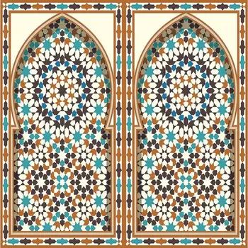 Dušo Užuolaidos Arabų Arch Tradicinių Islamo Architektūros, Klasikinis Eksterjero Dekoravimo Elementas, Ruda Mėlyna Balta