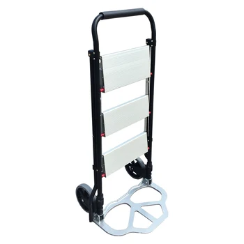 Dvejopo naudojimo prekių krepšelis kopėčių Lankstymo krovinių vežimėlio Namų Aliuminio lydinio kopėčių Apkrova 150 KG. tvirtas plieno laikiklis Guminiai ratai