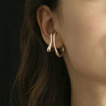Dvigubo sluoksnio ausies kaulų įrašą moterų asmenybės banga ausies segtukas nereguliarus earmuffs šaltas vėjas auskarai be ausies skyles Instagram