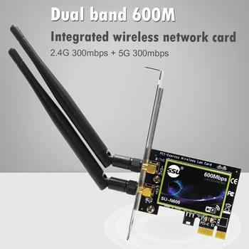 Dvigubos Juostos 600Mbps PCI-E Belaidžio Tinklo Kortelė 2.4 G/5 ghz PCI Express Gigabit Ethernet Adapteris Stalinį Kompiuterį