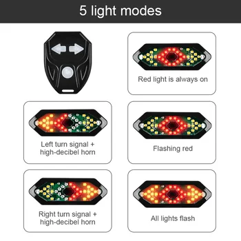 Dviračių Posūkio Signalai, Nuotolinio Valdymo Dviračių Krypties Indikatorius LED MTB Galinis Žibintas USB Įkrovimo Dviračių užpakalinis žibintas su Ragas