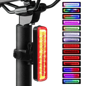 Dviračių uodegos šviesos diodų (LED) įspėjimas USB Įkrovimo COB Lemputė Karoliukai 7 Spalvų 14 Apšvietimo Režimai Ipx6 Vandeniui Automobilio Žibintai