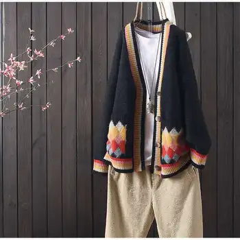 Džemperis cardigan moterų striukė prarasti korėjos stiliaus tingus vėjas ne megztiniai megztinis rudenį, žiemą nauja moteris