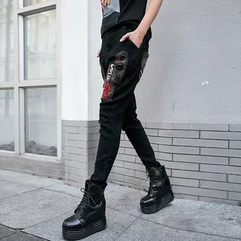 Elastinga Juosmens Medvilnės Laišką Siuvinėjimo Džinsinio audinio Kelnės Skinny Džinsai Moteris 2020 M. Rudenį Naujų Moterų Streetwear Z3