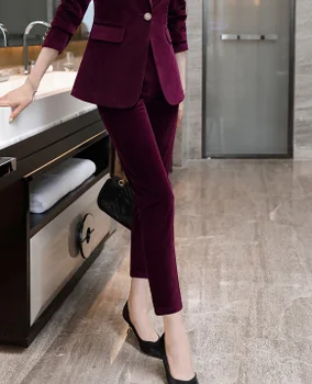 Elegantiška Violetinė Oficialų OLIS Stilių Moterų Verslą, Darbą, Dėvėti Plonas Klubų Pants Madinga Liesas Moterų Antblauzdžiai Kelnės Capris Plius Dydis
