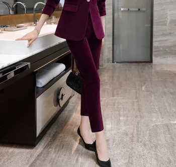 Elegantiška Violetinė Oficialų OLIS Stilių Moterų Verslą, Darbą, Dėvėti Plonas Klubų Pants Madinga Liesas Moterų Antblauzdžiai Kelnės Capris Plius Dydis
