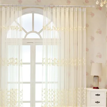 Elegantiškas Khaki / Rožinių Plunksnų Siuvinėtas Tiulis Užuolaidų, už Kambarį Baltos Vien vienspalviai voile Langą Drpes Virtuvės X-HM173#30
