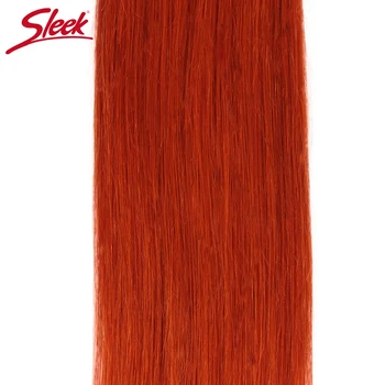 Elegantiškas Oranžinė Tiesiai Ryšulius Su Uždarymo Brazilijos Plaukų Ryšulius Su Uždarymo 8-28 Remy Human Hair 3/4 Ryšulius Su Uždarymo