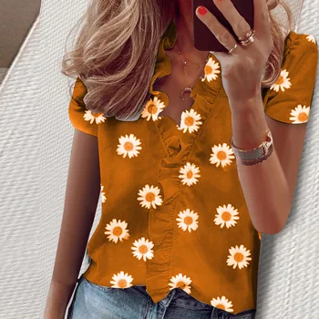 Elegantiškas Žolės Ananasų Spausdinti Pynimas palaidinė marškinėliai Office Lady 2020 Metų Vasaros ilgomis Rankovėmis Slim Palaidinės moterims, 3XL Seksualus V-Kaklo viršūnes