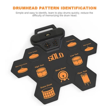 Elektroninių Būgnų Komplektas Electric Drum Pad Kit Su Blauzdelės elektrinių būgnų mašina USB Roll-Up Pradedantiesiems