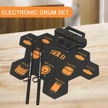 Elektroninių Būgnų Komplektas Electric Drum Pad Kit Su Blauzdelės elektrinių būgnų mašina USB Roll-Up Pradedantiesiems