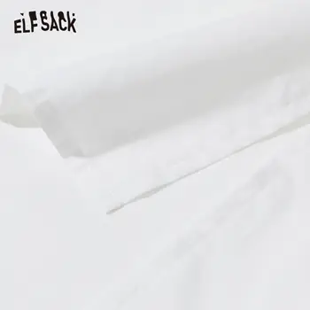 ELFSACK Balta Kieta medžiaga, Nėriniai Atgal Atsitiktinis Marškinėliai Moterims 2020 Metų Vasaros ELF Grynas Vieną Krūtinėmis ilgomis Rankovėmis korėjos Ponios Dienos Topai