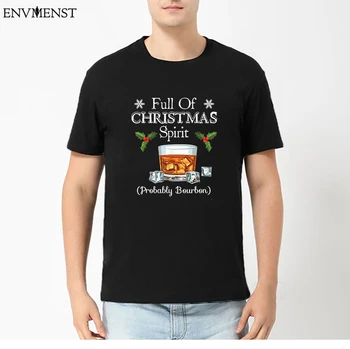 Envmenst Vyrų ir Moterų Marškinėliai Pilna Kalėdų Dvasią Tikriausiai Bourbon Juokingas Kalėdų Dovana Unisex Marškinėliai Harajuku bts Viršūnės