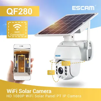 ESCAM QF280 1080P Debesys Saugojimo PT WIFI Baterija PIR Signalizacijos IP Kamera Su Saulės Skydelis, Spalvotas Naktinis Matymas Dviejų krypčių Garso IP66