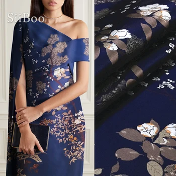 Europos tamsiai mėlyna slyvų žiedų stiliaus verpalai dažyti pozicinį žakardo brokatas medžiaga moterims pavasario vasaros suknelė telas SP6073
