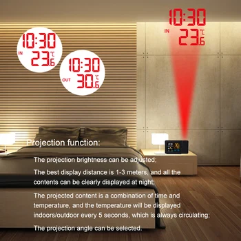 FanJu Skaitmeninis Laikrodis-Žadintuvas Oras Stotis LED Temperatūros, Drėgmės Orų Prognozė Atidėti Stalo Laikrodis Su Laiko Projekcija