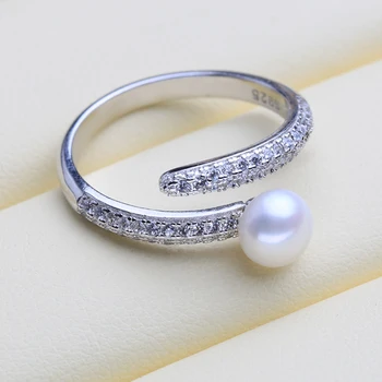 FENASY 925 Sterlingas Sidabro Žiedas Dvigubo Sluoksnio Formos Natūralių Gėlavandenių Perlų Žiedai Moterims, Moteriška Fine Jewelry