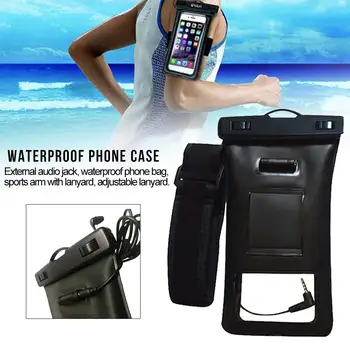 Floatable Vandeniui Telefono dėklas Plaukimo Telefono Dėklas Sausas Krepšys su Raištį ir Audio Jack 