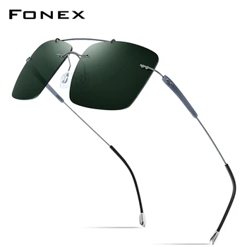 FONEX Titano Lydinio TR90 Taškus Akiniai nuo saulės Vyrams 2020 Naujas Ultralight Frameless Aikštėje Moterų Poliarizuoti Saulės Akiniai Vyrams 20009