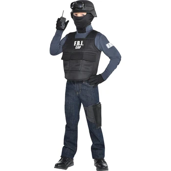 FTB Agentas Policijos Uniformą Bulletproof Vest & Šalmas Kostiumas Išgalvotas Suknelė Przybornik 3-9years vaikams policijos kostiumas