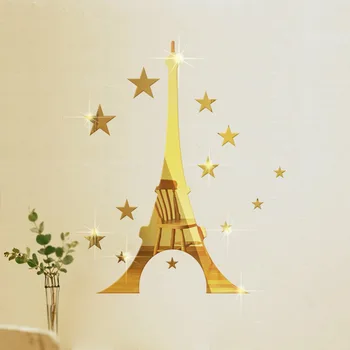 Funlife gyvenimo kambario, miegamasis apdailos, aplinkos fonas sienų lipdukai Paryžiaus Eifelio Bokštas, veidrodis, sienų lipdukai MS361405