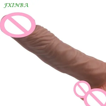 FXINBA 20cm Realistiškas Penio Mova Didesnis Extender Gaidys Rankovės Pratęstas Penis Plėtros Daugkartinio naudojimo Prezervatyvą Vyrų Gėjų Suaugusiųjų Sekso Žaislai