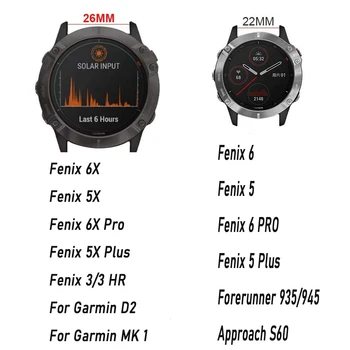 Garmin Fenix 5 5X Plius 6 6X Pro 3 HR Smart Watch Odos Juostos, Juostelės Apyrankė pirmtakas 935 945 Quick Fit Apyrankė