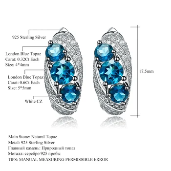 Gem Baleto Stud Auskarai Moterims, 925 Sterlingas Sidabro Gamtos London Blue Topazas Derlius Akmuo Fine Jewelry