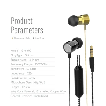 GENAI metalo Stereo In-ear Ausinės 32Ω HIFI Ausines ir Laidinio Valdymo Bass Garso Ausinių už Xiaomi 