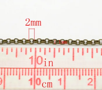 Gražiu Antikvariniai Bronzos Link-Lituojamas Grandinės Išvadas 2x0.5mm 10M, pardavė per daug 1 vnt (B15071)